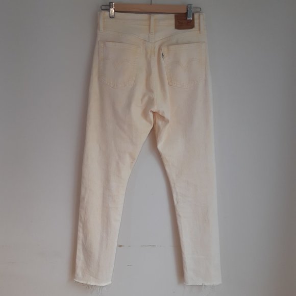Levi's 501 | Stretch Skinny Women's Jeans | Yellow/Cream | Size W27 L30 - Picture 2 of 9